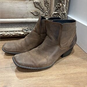 Brown Leather Ankle Western Boots